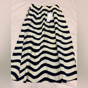 Marimekko Navy and White Striped A-Line Skirt
